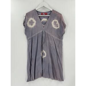 Pier 27 Y2K Shirt Womens Small Purple Tie Dye Tunic V Neck Tie Empire Waist